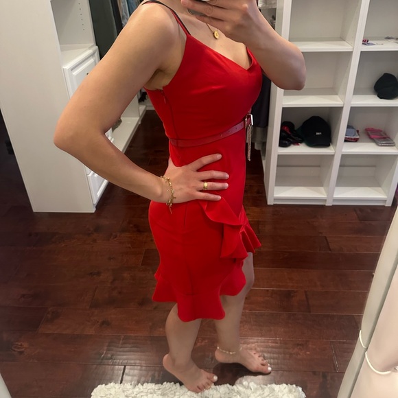 Ruffled-hem belted dress - Picture 5 of 12